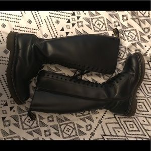 Black Leather Calf Length Doc Martens